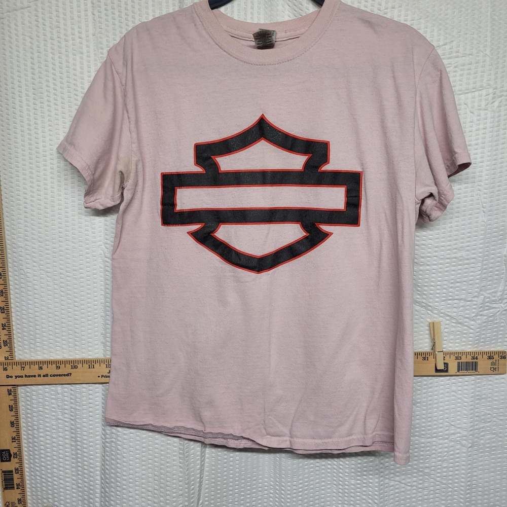 Harley Davidson Fort Wayne Indiana T-Shirt‎ Pink Graphic Logo Mens Medium